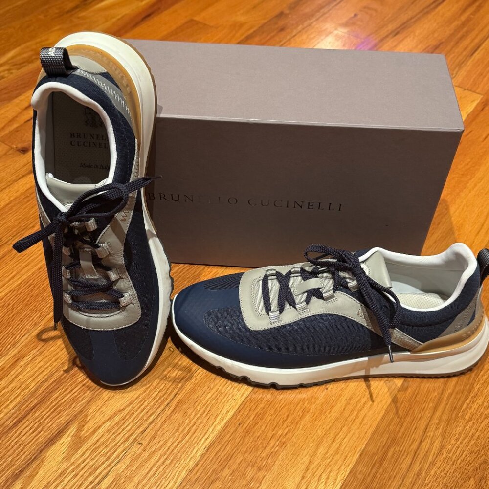 Brunello Cucinelli Navy Trainers, EU 45/US 12